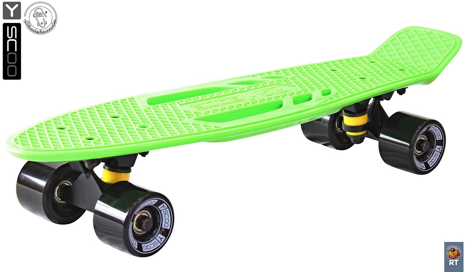 Скейтборд виниловый Y-Scoo Skateboard Fishbone 405-G с ручкой и сумкой, зеленый  